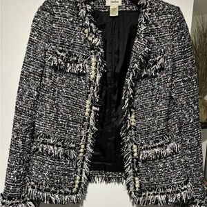 Neiman Marcus Black and White Tweed Blazer